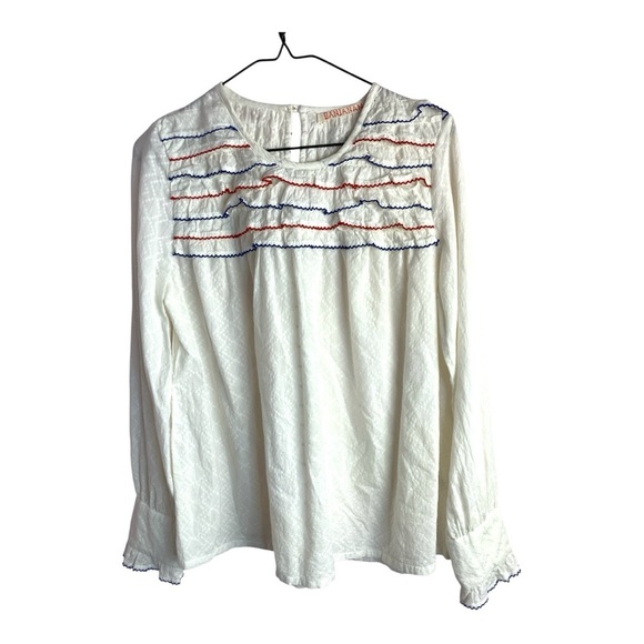 Banjanan Blue and Red Flamenco Top Size Large - Picture 3 of 11